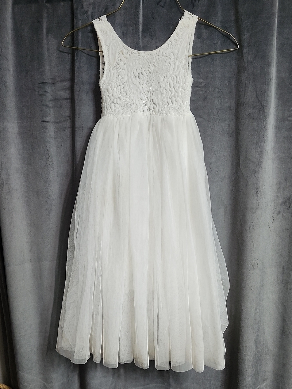 White Lace & Tulle Girls' Formal Dress - Classic Special Occasion Gown